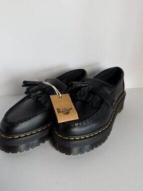 NEW:  Dr. Martens Adrian Quad Platform Loafers Tassle Black 6 Mens/7 Ladies NWT